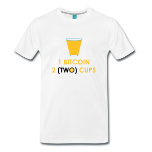 T-Shirt – 1 Bitcoin 2 (Two) Cups (L) White